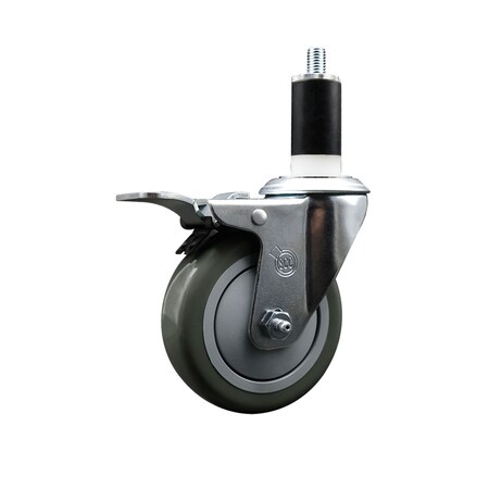Service Caster 4'' SS Gray Poly Swivel 1-3/8'' Expanding Stem Caster Total Lock Brake SCC-SSEXTTL20S414-PPUB-138